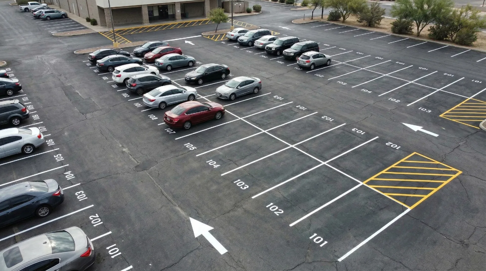 Marquage parking neuf après retraçage