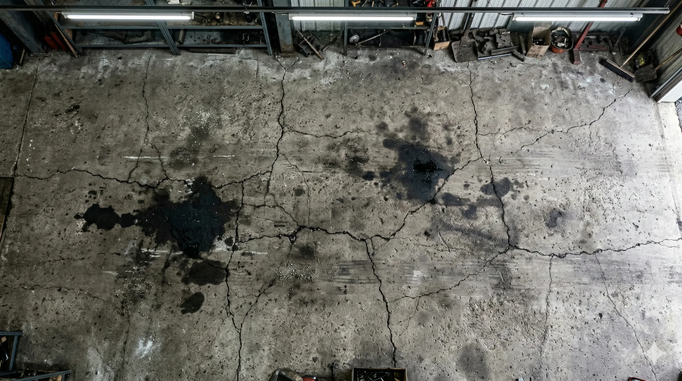 Sol béton abîmé avant résine